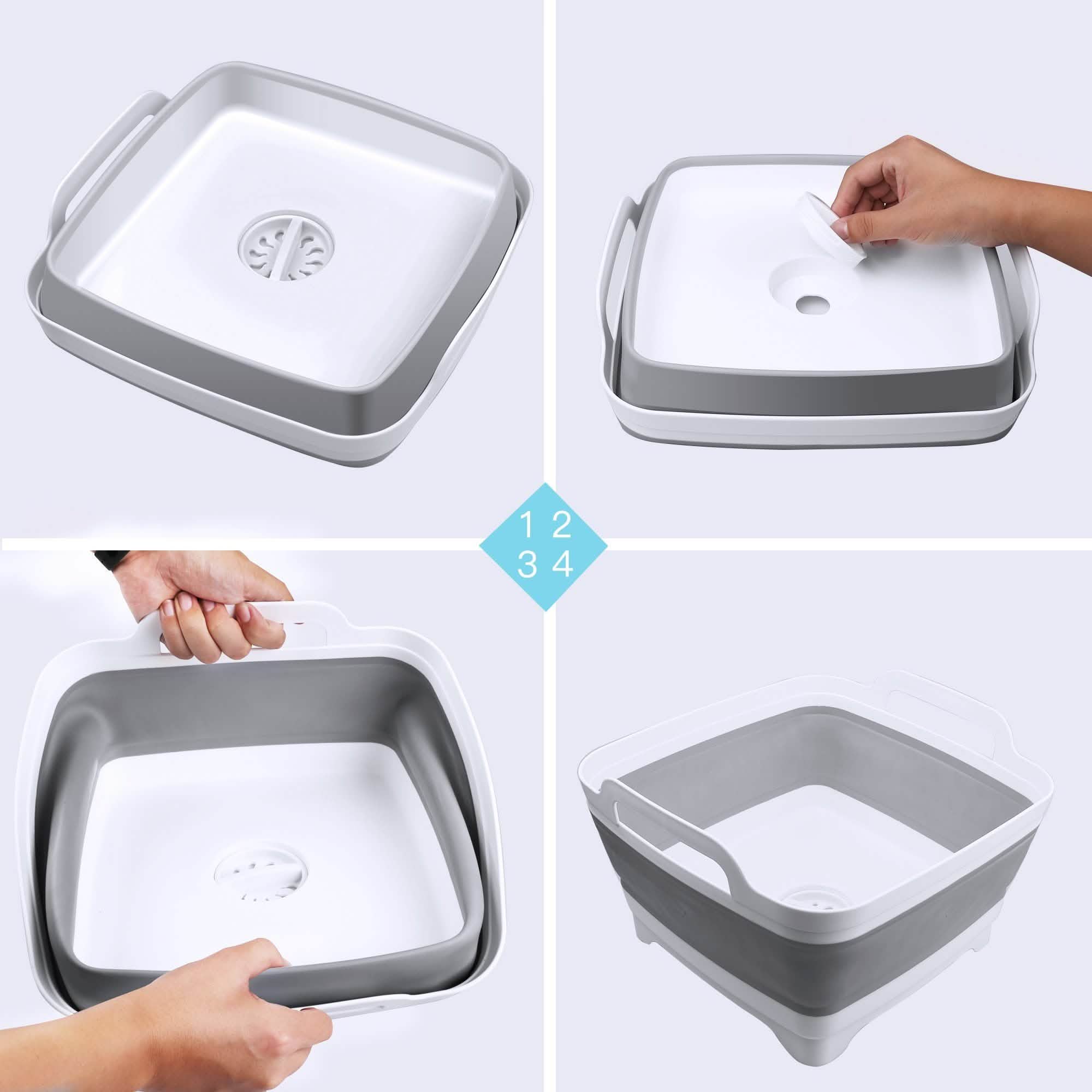 Foldable Dish Tub Washing Basin Collapsible Draining Pan Strainer Food Basket Kitchen & Dining - DailySale
