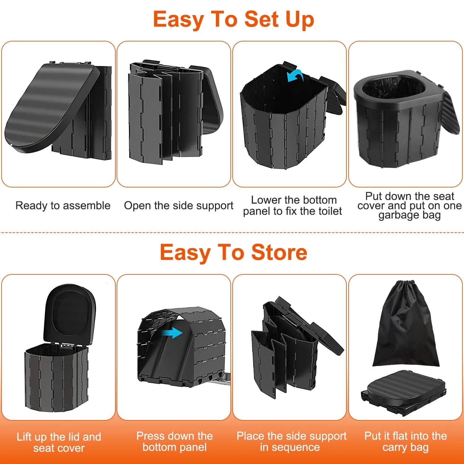 Foldable Emergency Toilet Portable Porta Potty Sports & Outdoors - DailySale