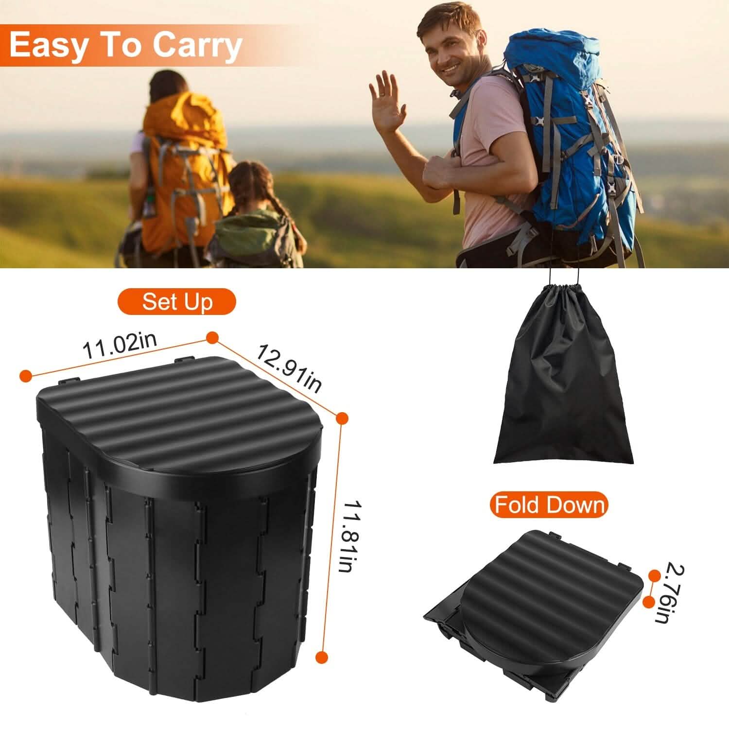 Foldable Emergency Toilet Portable Porta Potty Sports & Outdoors - DailySale