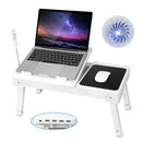 Foldable Laptop Table Bed Notebook Desk with Cooling Fan Mouse Board