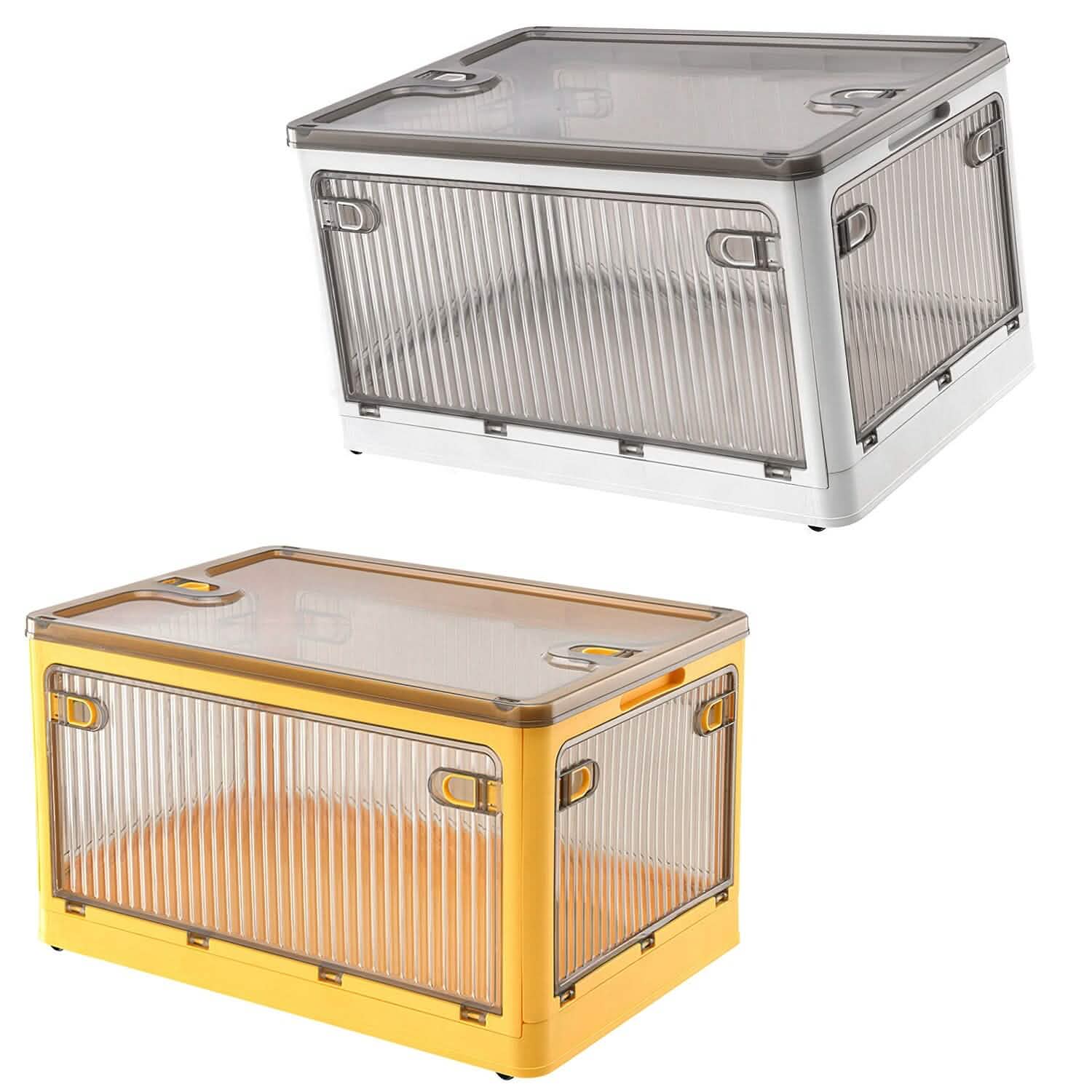 Foldable Storage Bins with Lid 4 Doors Collapsible Stackable with Lock Kitchen Storage - DailySale