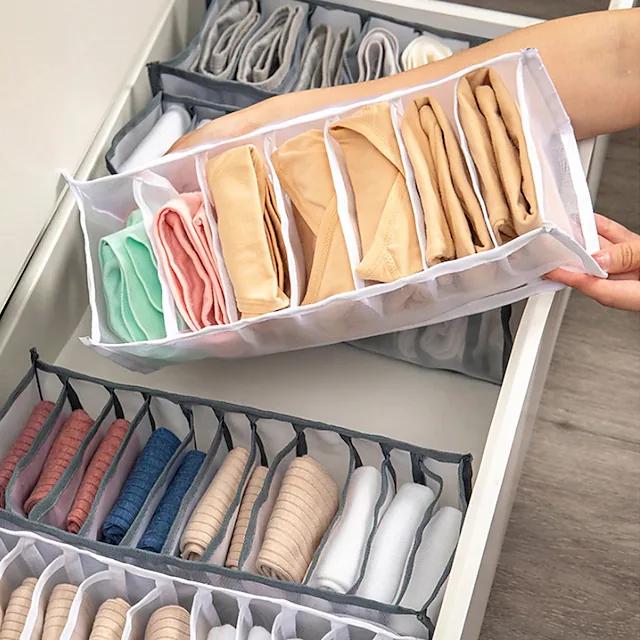 Foldable Underwear Storage Box Magic Mesh Transparent Plaid Fabric Closet & Storage - DailySale