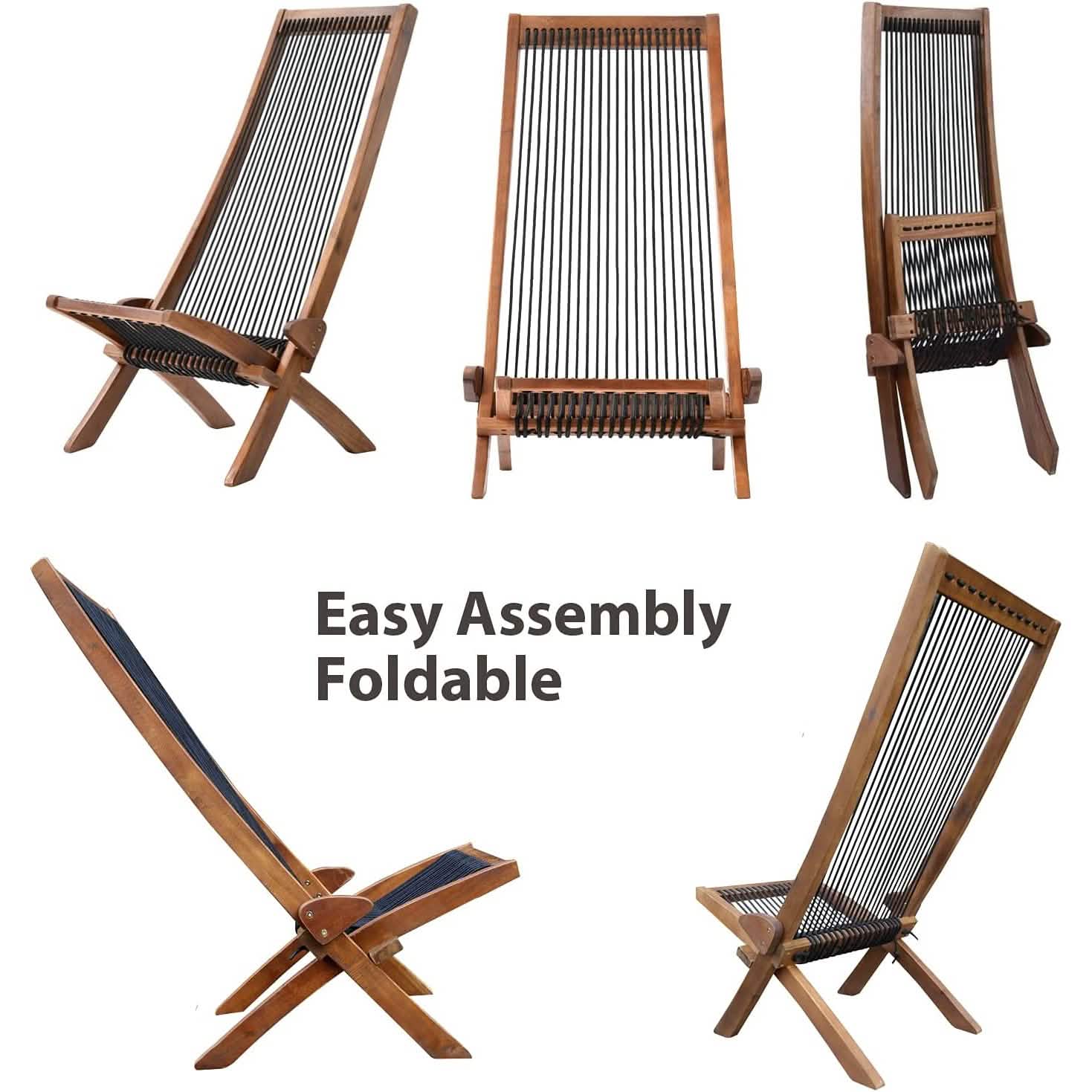 Folding Chairs Wooden Foldable Patio Chair Furniture & Decor - DailySale