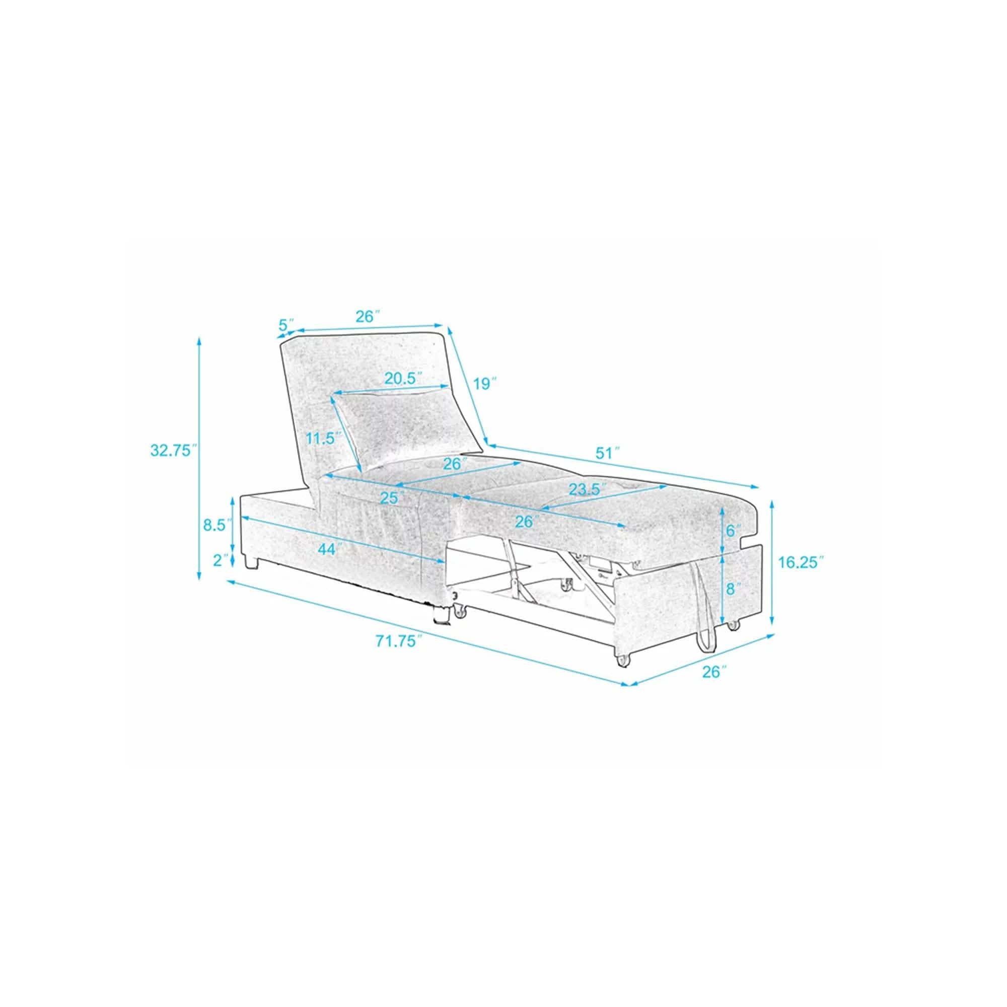 Folding Ottoman Sofa Bed Convertible Upholstered Daybed Furniture & Decor - DailySale