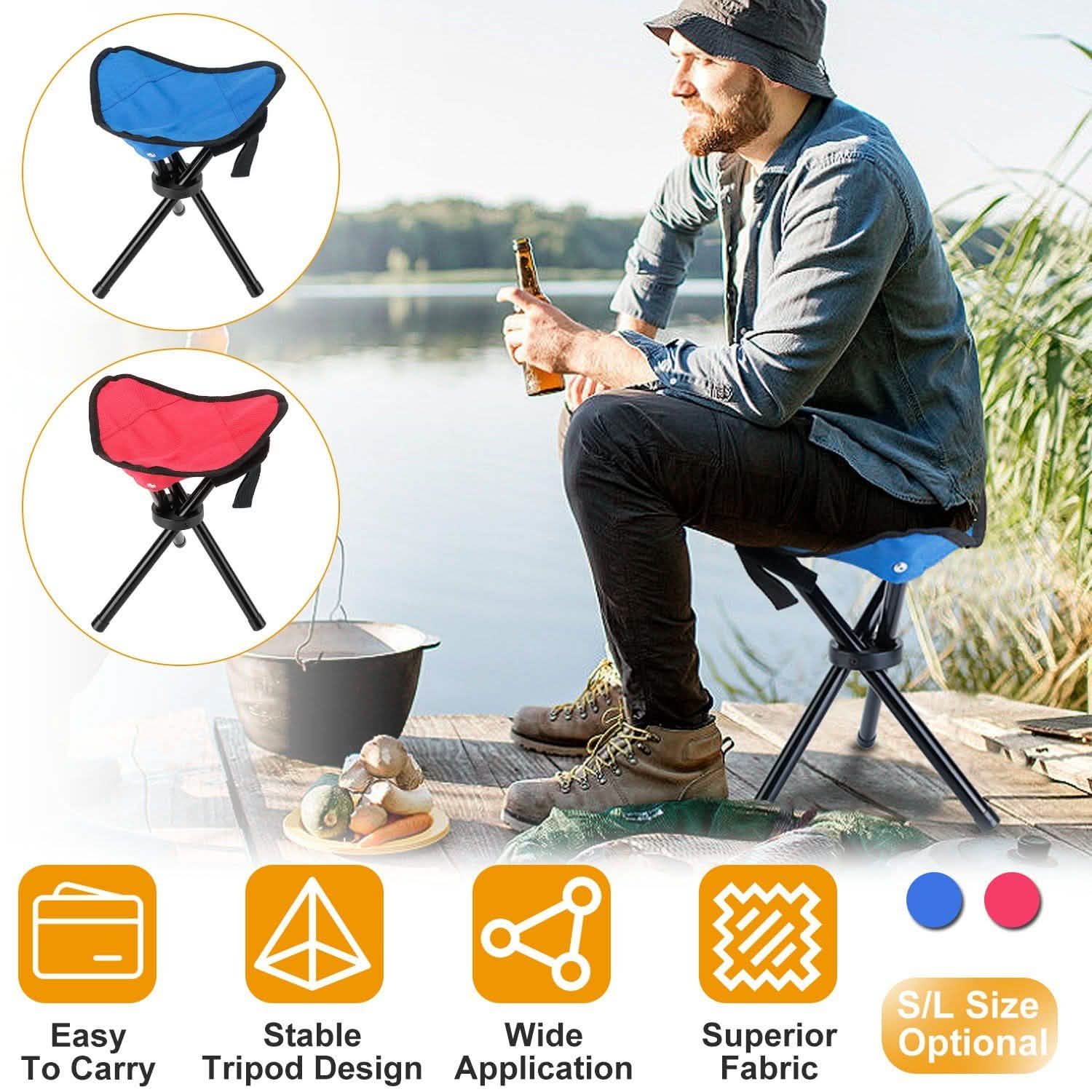 Folding Tripod Stool Outdoor Foldable Travel Chair Sports & Outdoors - DailySale