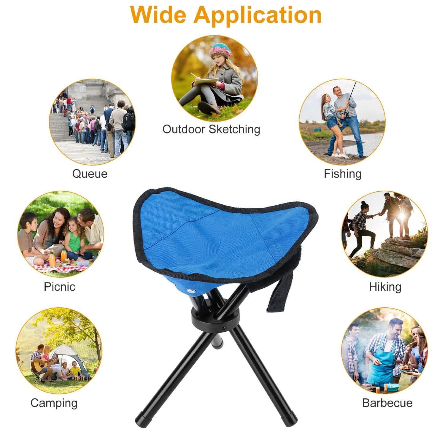 Folding Tripod Stool Outdoor Foldable Travel Chair Sports & Outdoors - DailySale