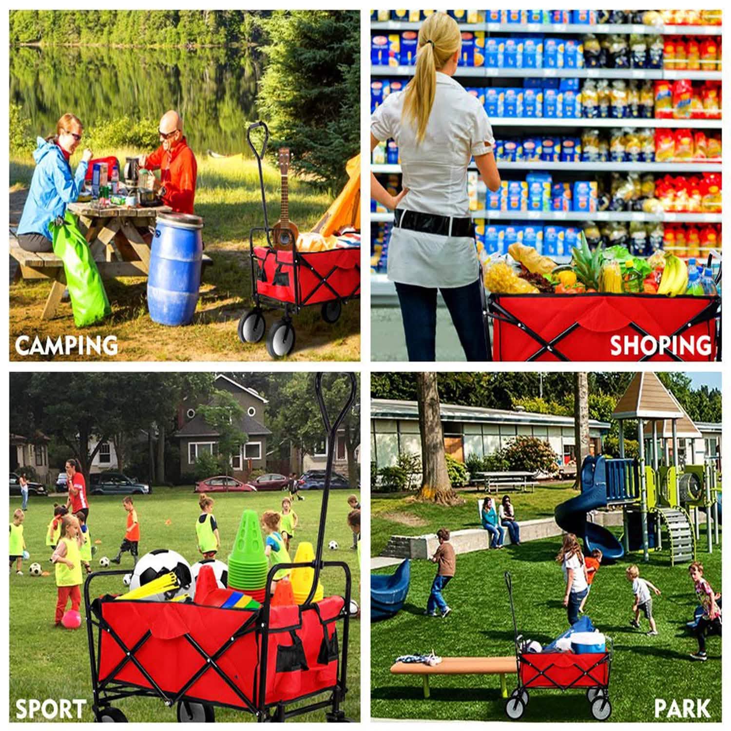 Folding Wagon Garden Shopping Beach Cart Sports & Outdoors - DailySale