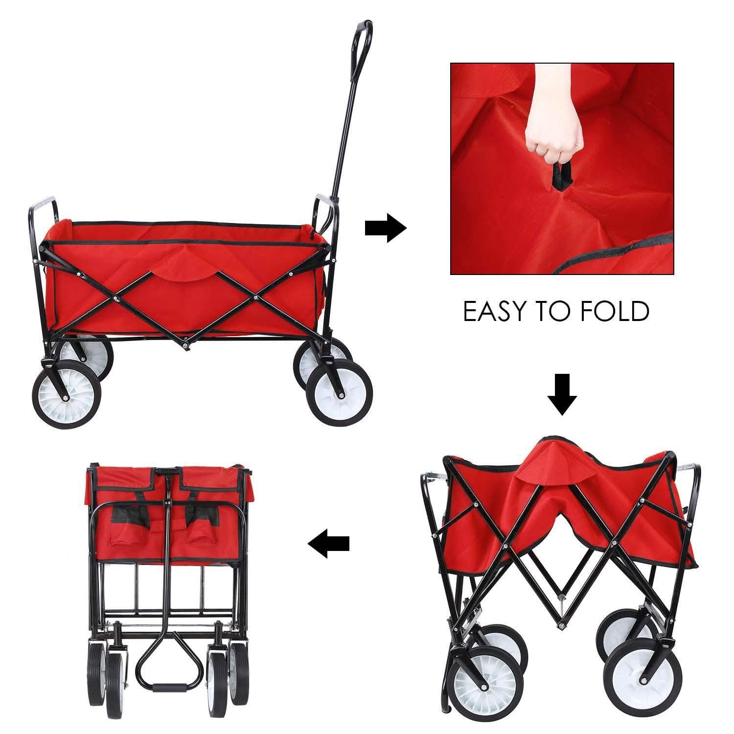 Folding Wagon Garden Shopping Beach Cart Sports & Outdoors - DailySale