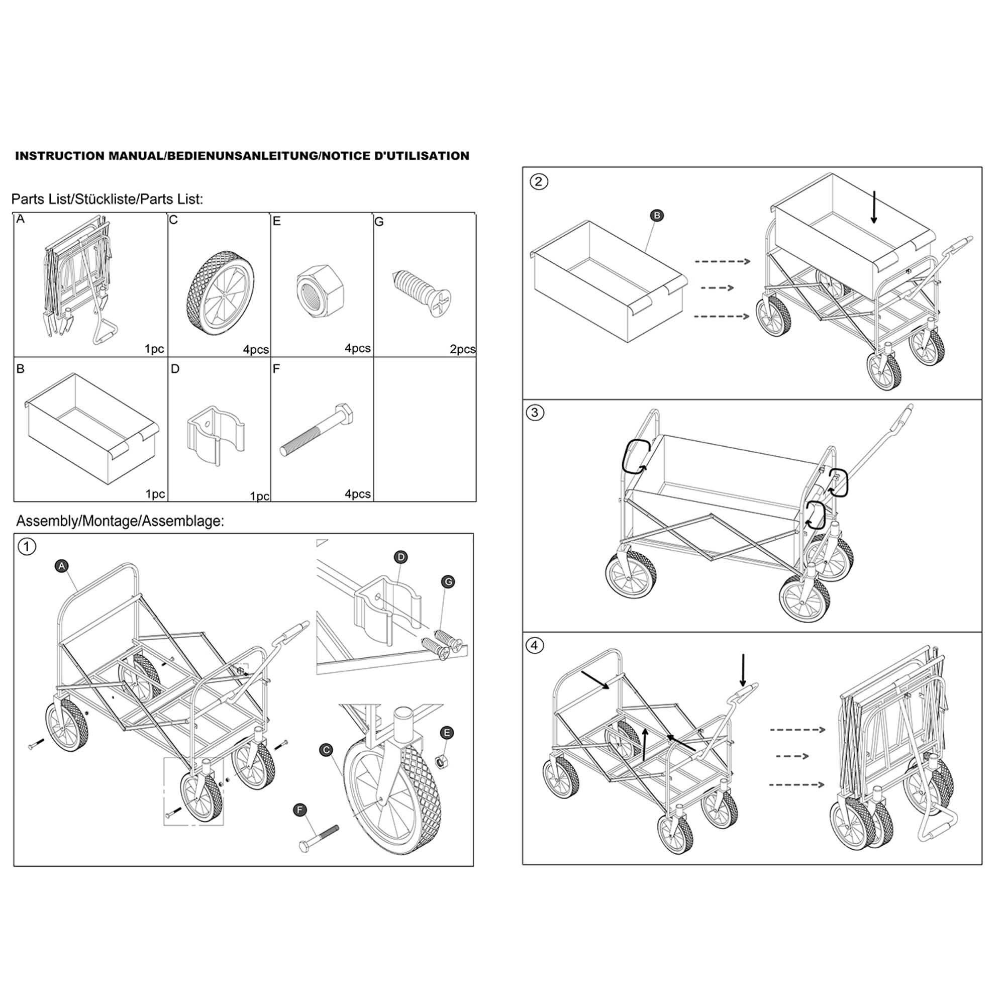 Folding Wagon Garden Shopping Beach Cart Sports & Outdoors - DailySale