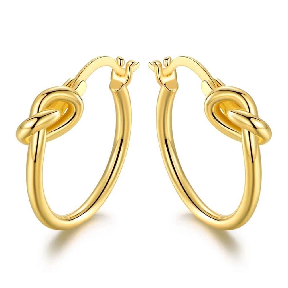 French Lock Knot Hoops in 18K Gold Jewelry Gold - DailySale