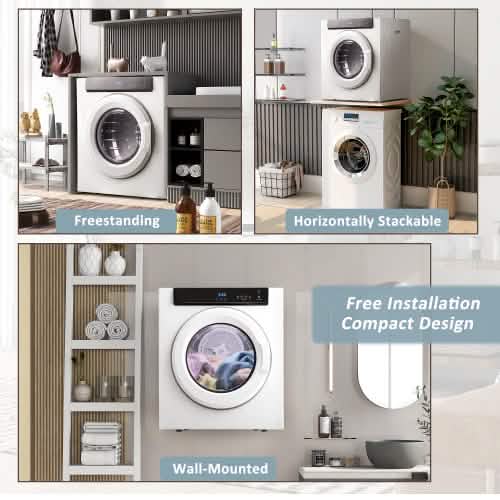 Front Load Laundry Dryer with Touch Screen Panel and Stainless Steel Tub Household Appliances - DailySale