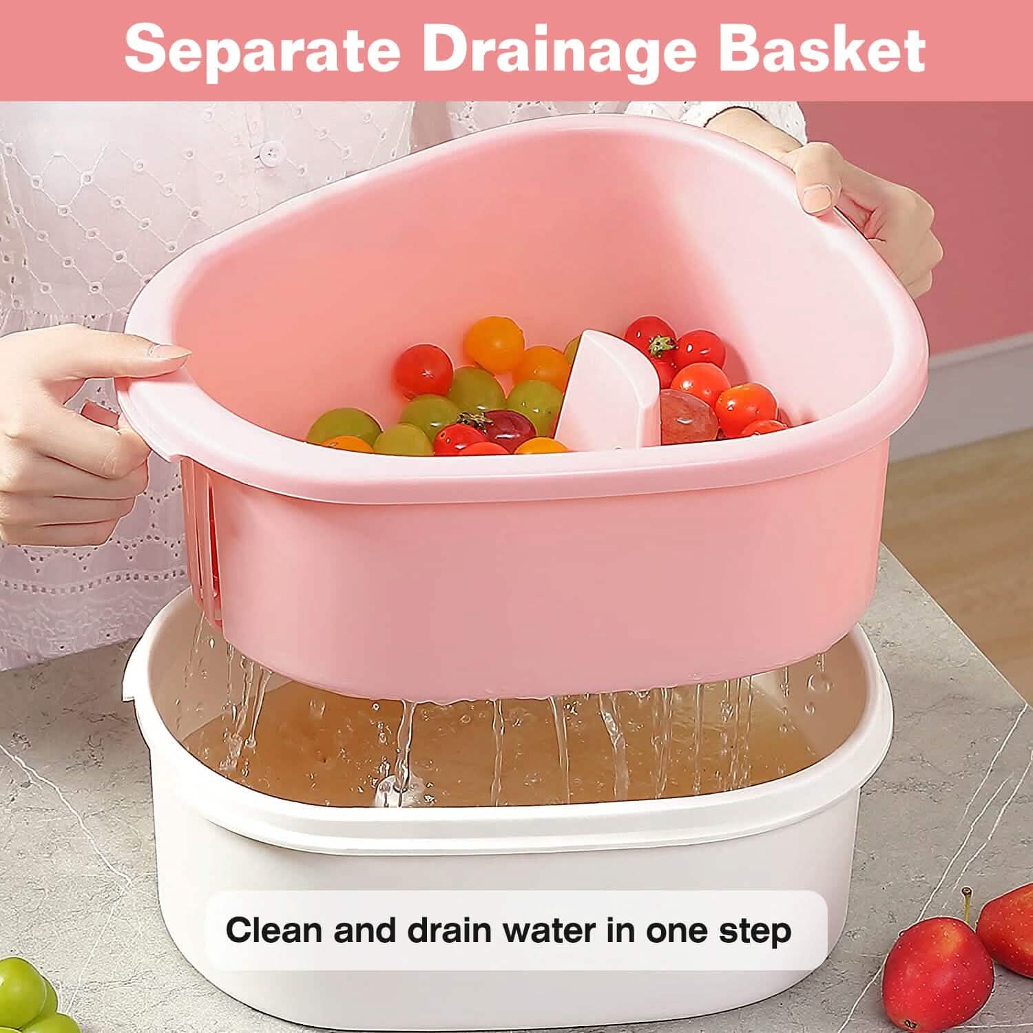 Fruit, Vegetable Manual Washing Spinner with Brush Hand Crank Kitchen Tools & Gadgets - DailySale