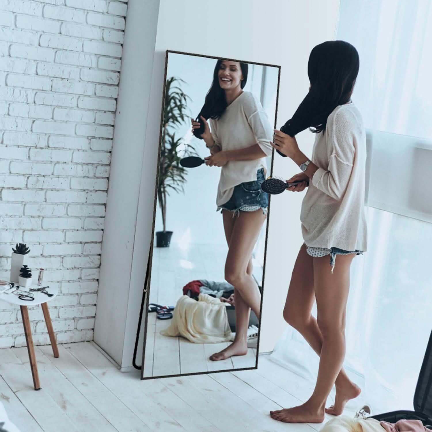 Full Length Mirror Aluminum Alloy Wall Mirror Free Standing Floor Furniture & Decor - DailySale