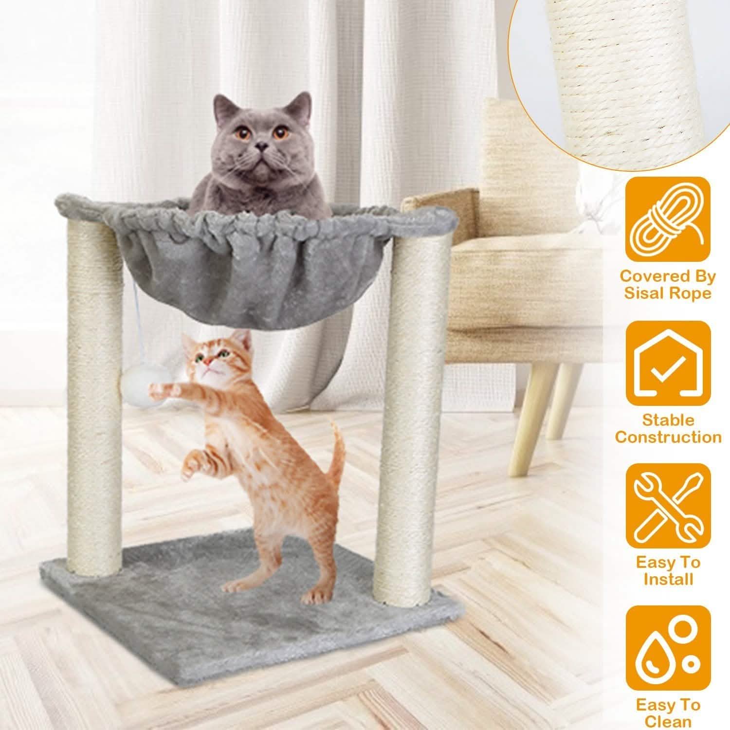 Fuzzy Kitten Scratching Post with Hammock Pet Supplies - DailySale