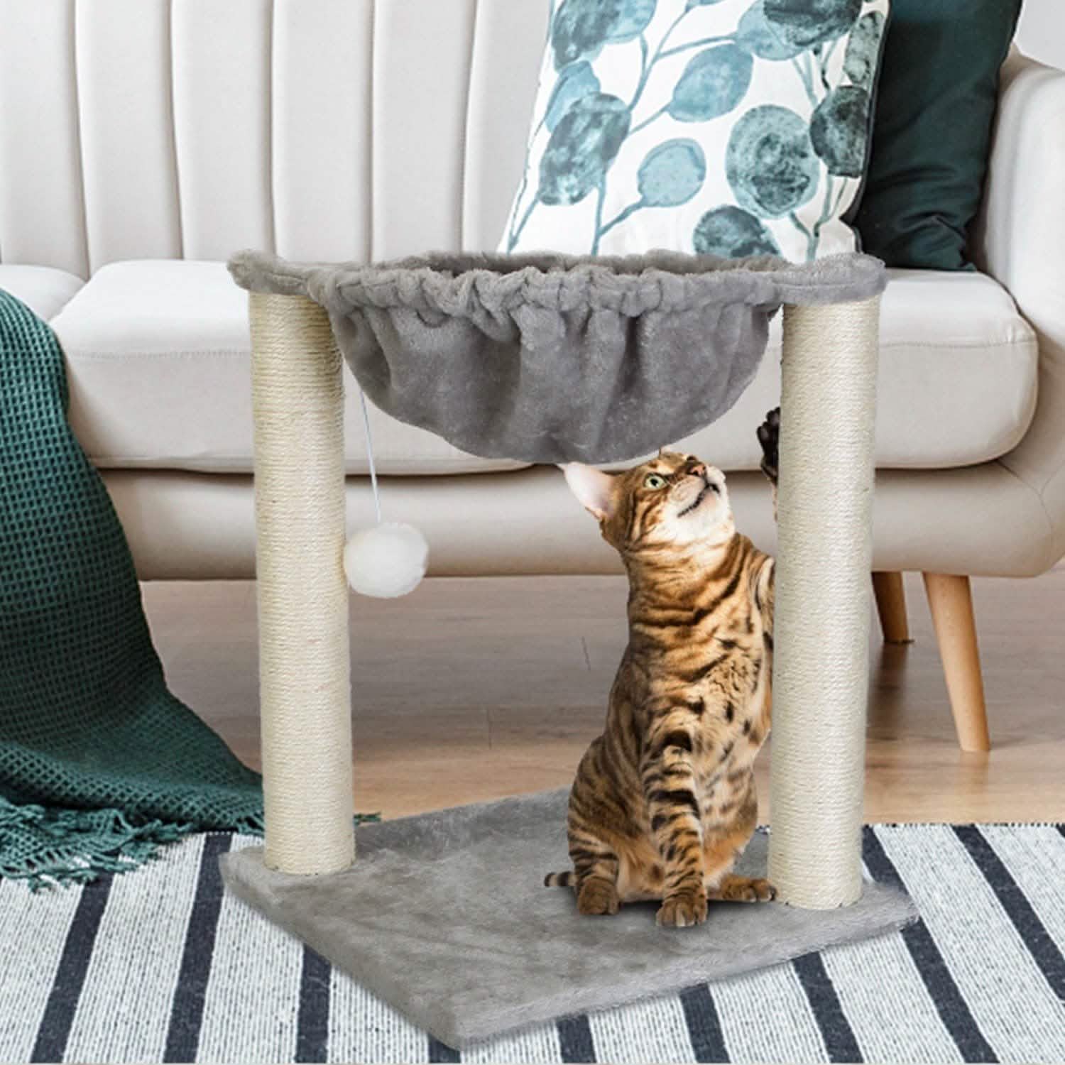 Fuzzy Kitten Scratching Post with Hammock Pet Supplies - DailySale