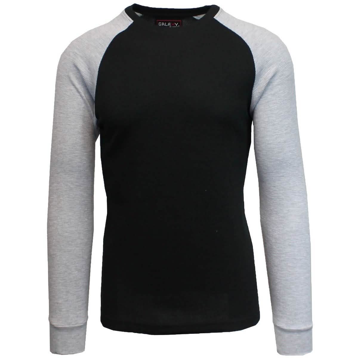 Galaxy by Harvic Men's Raglan Thermal Shirt - Assorted Sizes Men's Apparel S Black/Heather Gray - DailySale