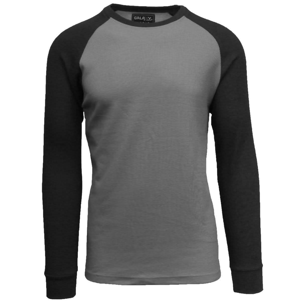 Galaxy by Harvic Men's Raglan Thermal Shirt - Assorted Sizes Men's Apparel S Charcoal/Black - DailySale