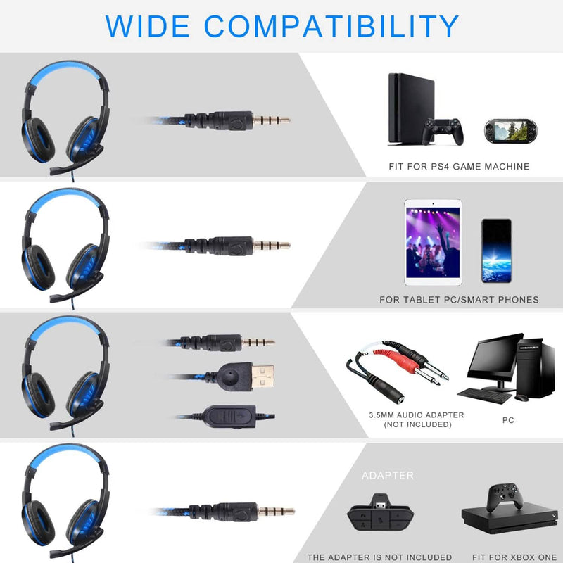 Gaming Headsets Stereo Noise Isolation Over Ear Headphone with LED Light Headphones - DailySale