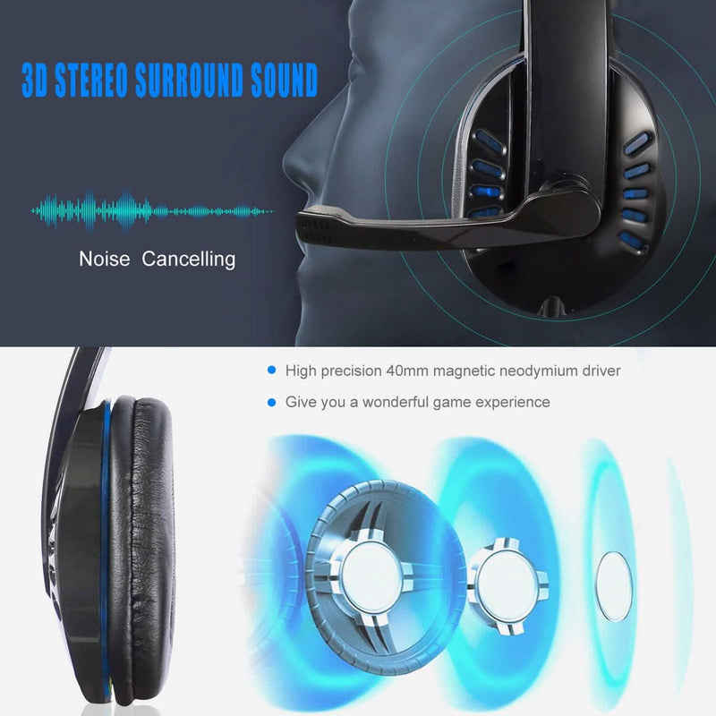 Gaming Headsets Stereo Noise Isolation Over Ear Headphone with LED Light Headphones - DailySale