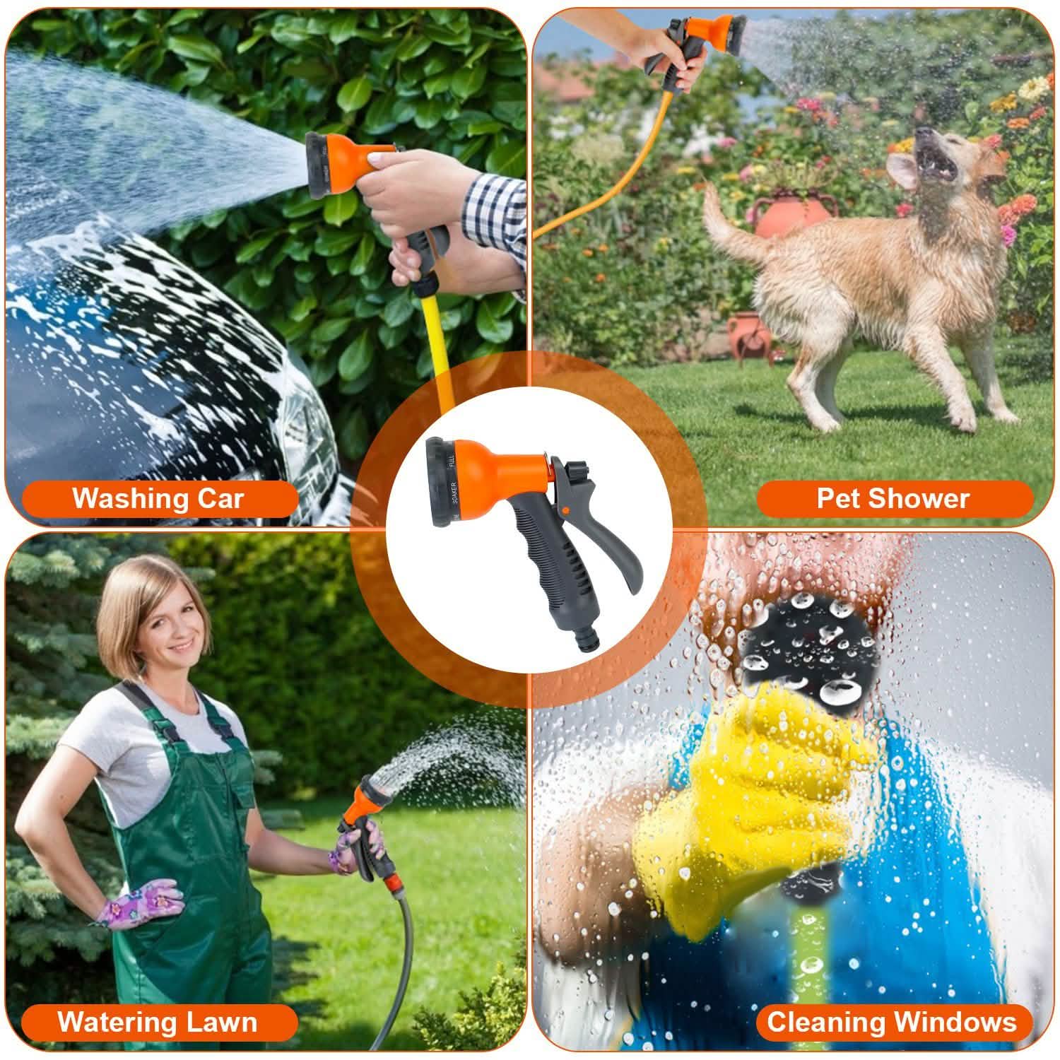 Garden Hose Nozzle Water Spray Gun 8 Adjustable Patterns Garden & Patio - DailySale