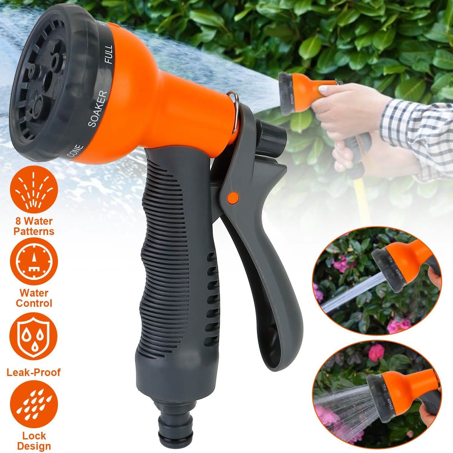 Garden Hose Nozzle Water Spray Gun 8 Adjustable Patterns Garden & Patio - DailySale