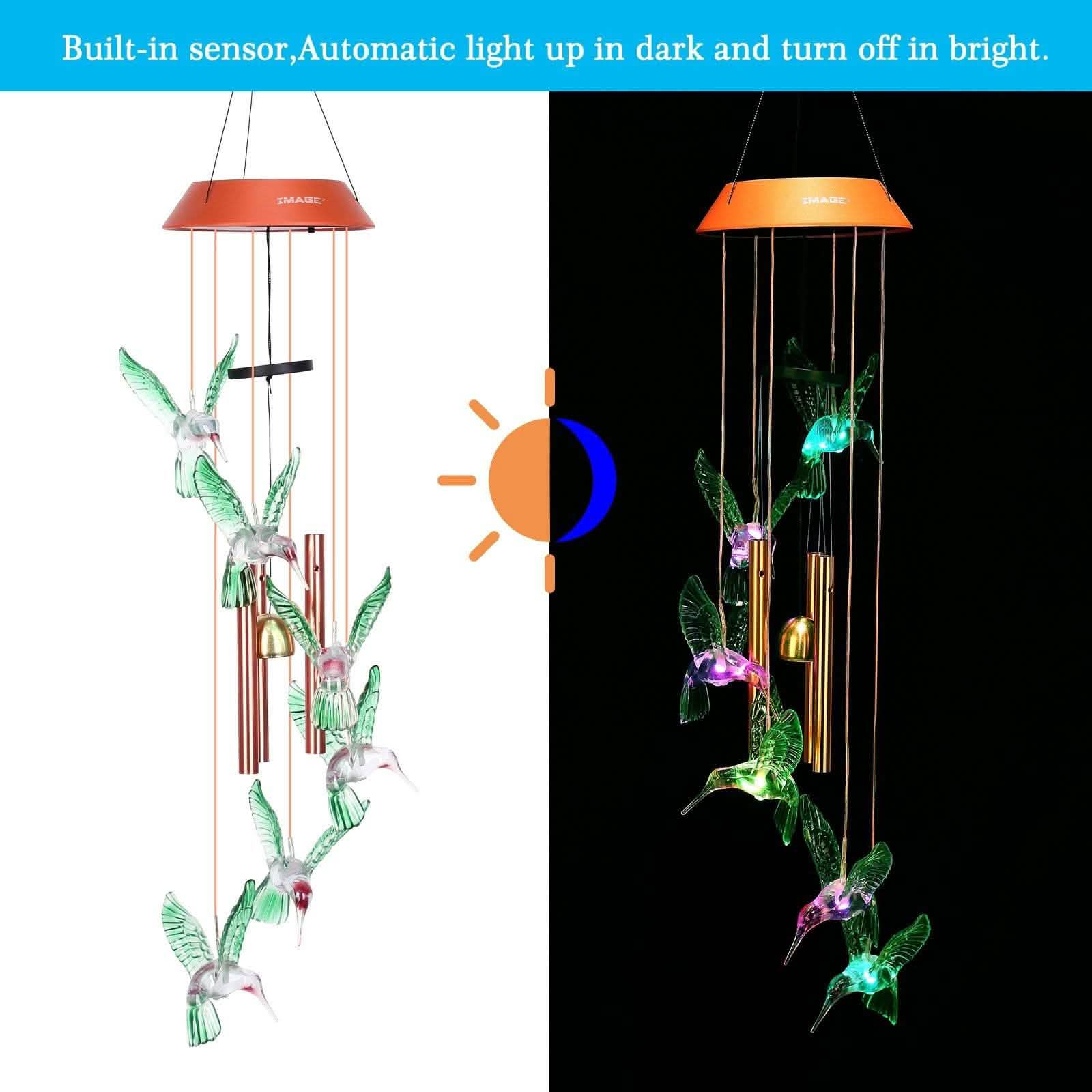 Garden Patio Yard Waterproof Solar Hummingbird Wind Chimes Garden & Patio - DailySale