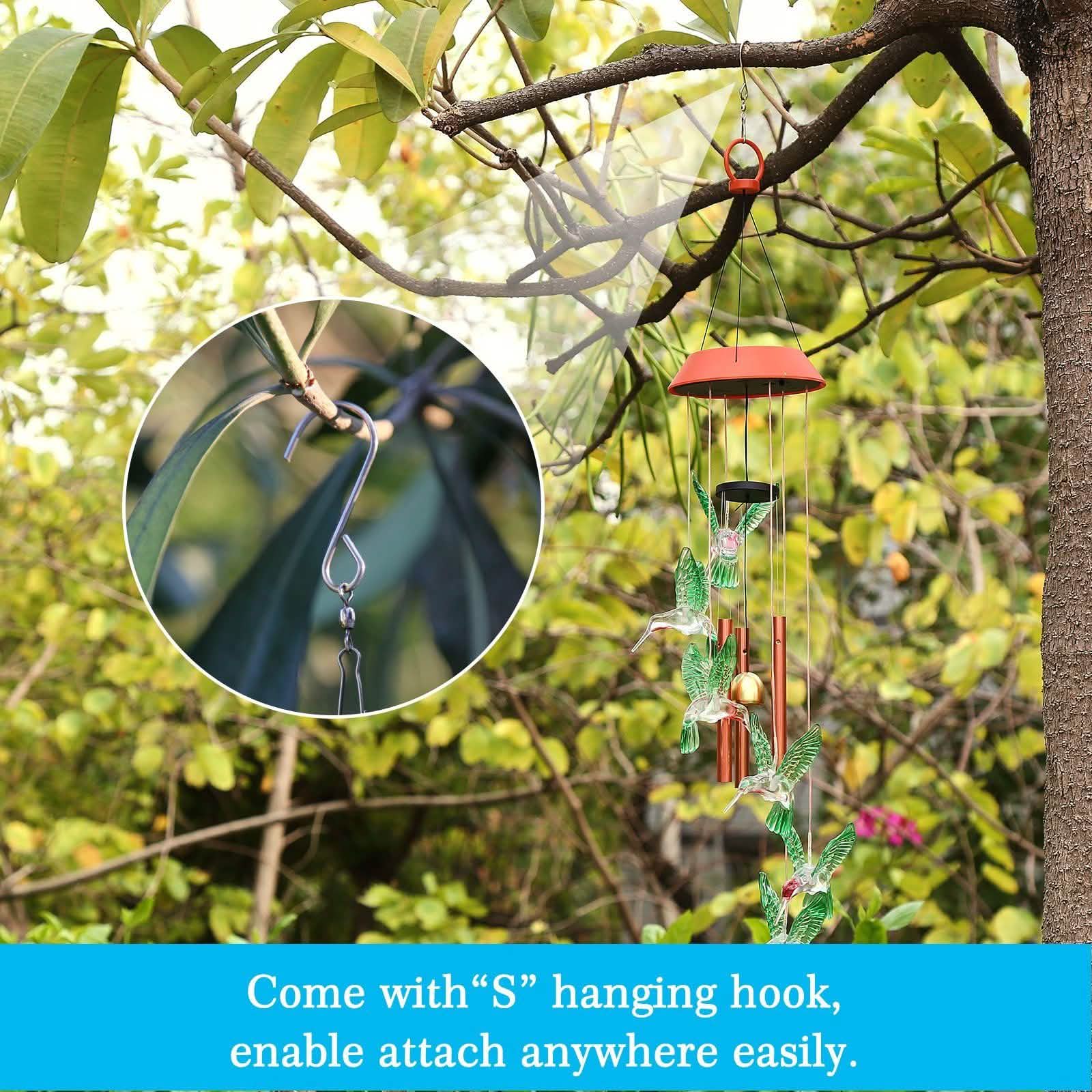 Garden Patio Yard Waterproof Solar Hummingbird Wind Chimes Garden & Patio - DailySale