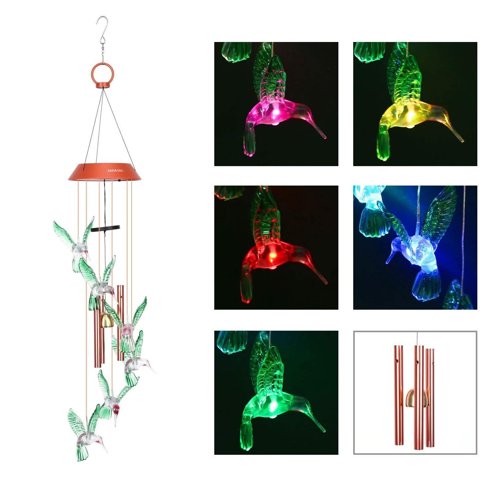 Garden Patio Yard Waterproof Solar Hummingbird Wind Chimes Garden & Patio - DailySale
