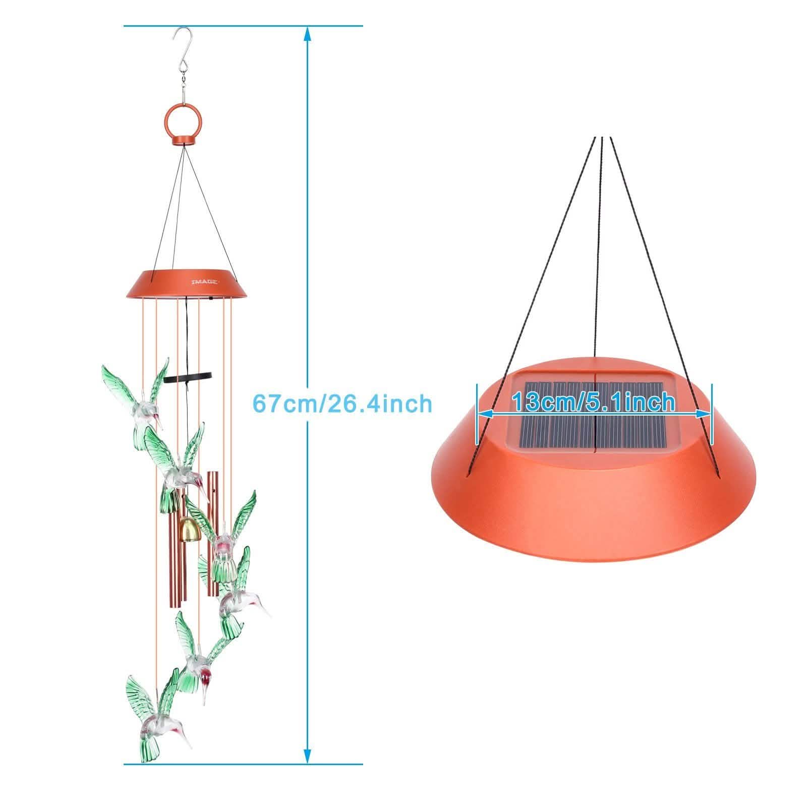Garden Patio Yard Waterproof Solar Hummingbird Wind Chimes Garden & Patio - DailySale
