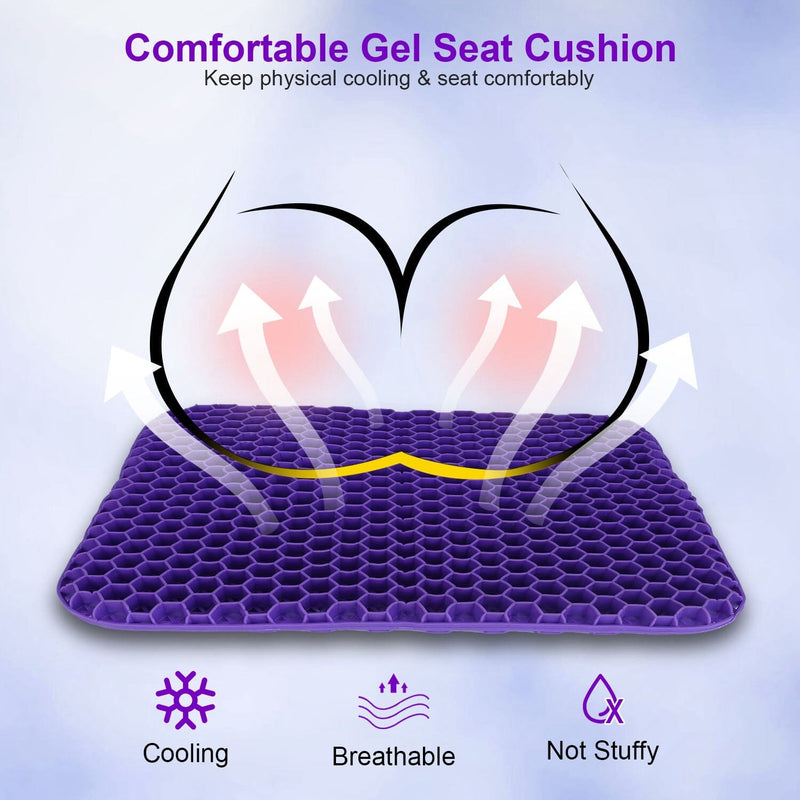 Gel Seat Cushion Non-Slip Breathable Honeycomb Sitting Cushion Pressure Pad Wellness - DailySale