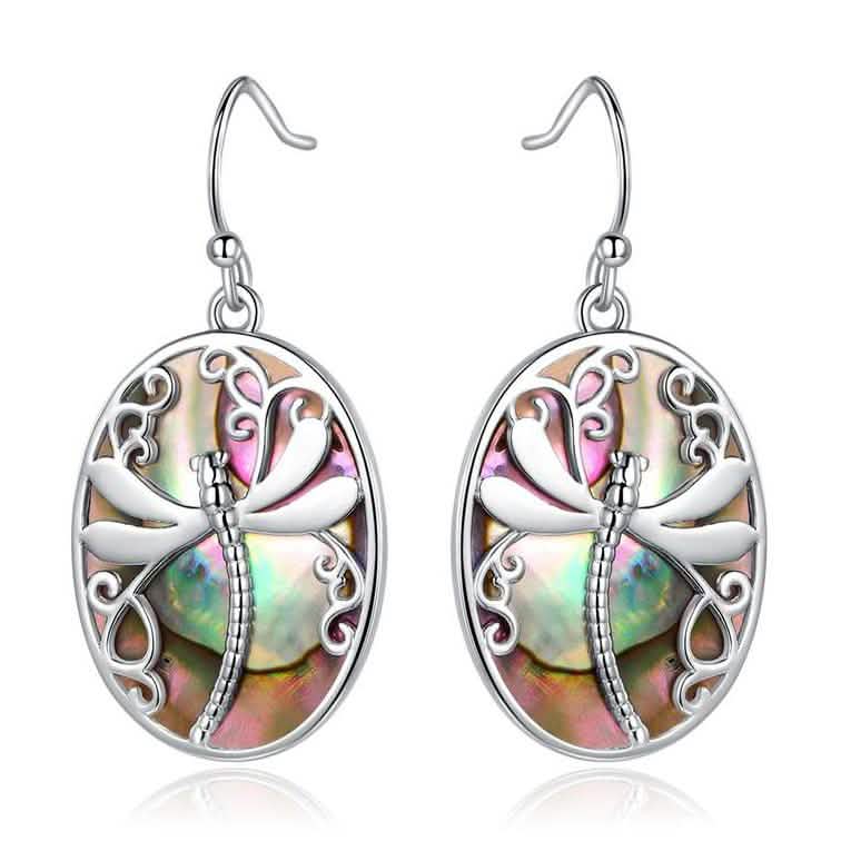 Genuine Blue Abalone Pearl Dragonfly Hook Drop Earrings Jewelry - DailySale