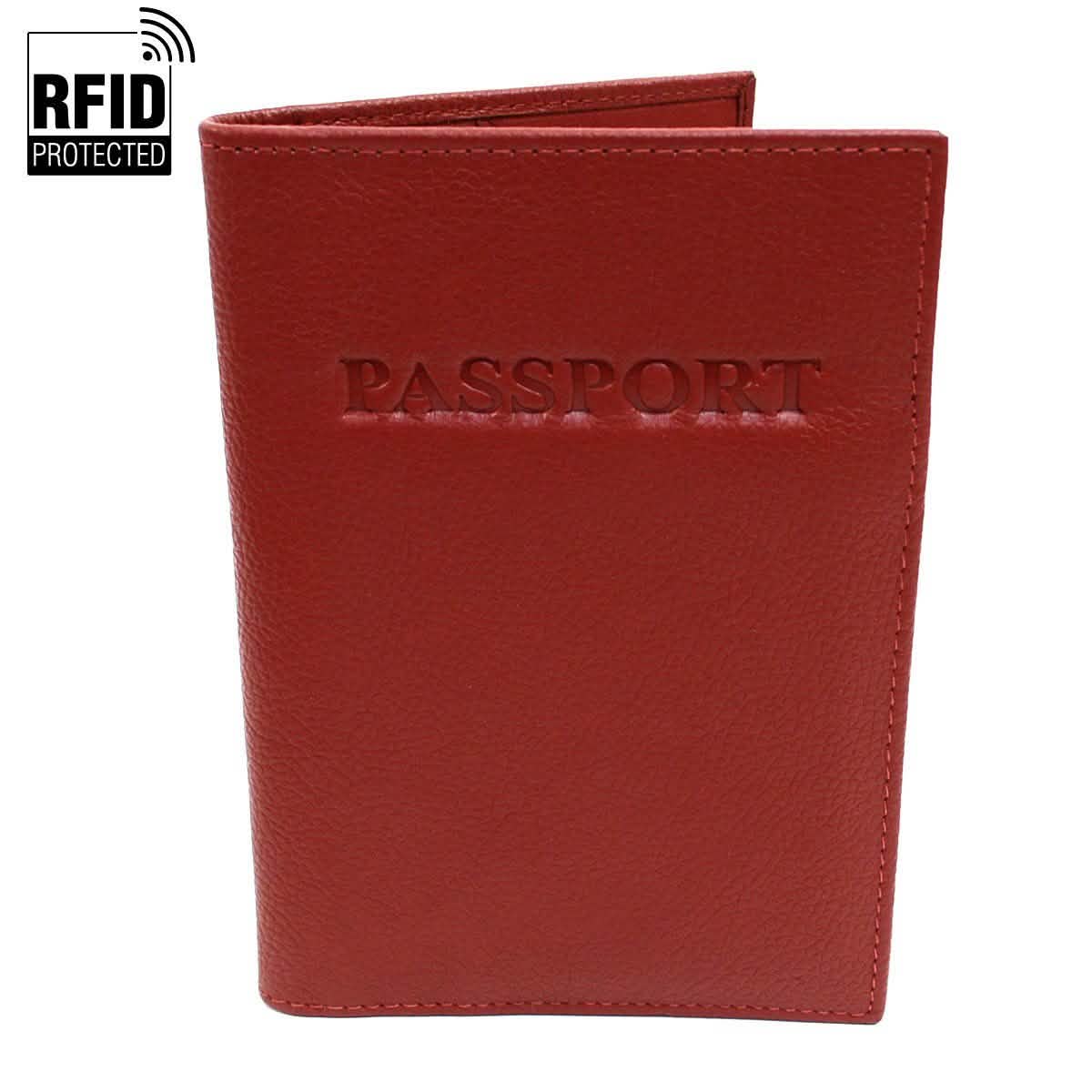 Genuine Leather RFID Passport Holder Handbags & Wallets Burgundy - DailySale