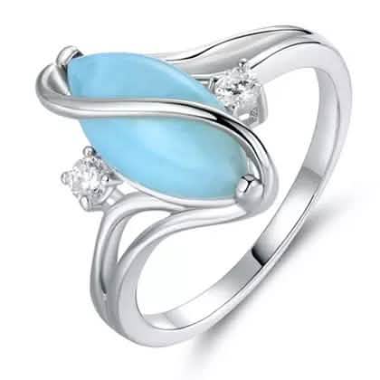 Genuine Marquise-Cut Larimar S Ring Rings 5 - DailySale