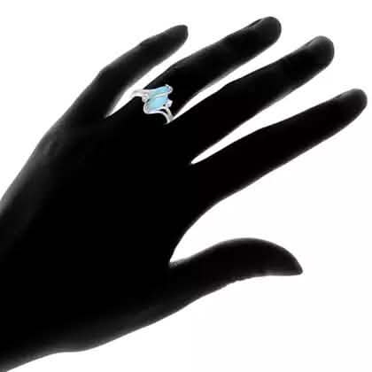 Genuine Marquise-Cut Larimar S Ring Rings - DailySale