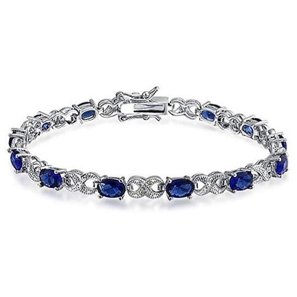 Genuine Sapphire and Diamond Tennis Bracelet by Valencia Gems Jewelry - DailySale