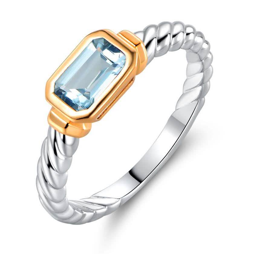 Genuine Sky-Blue Topaz Rope Detail Ring by Gembassy Rings 5 - DailySale