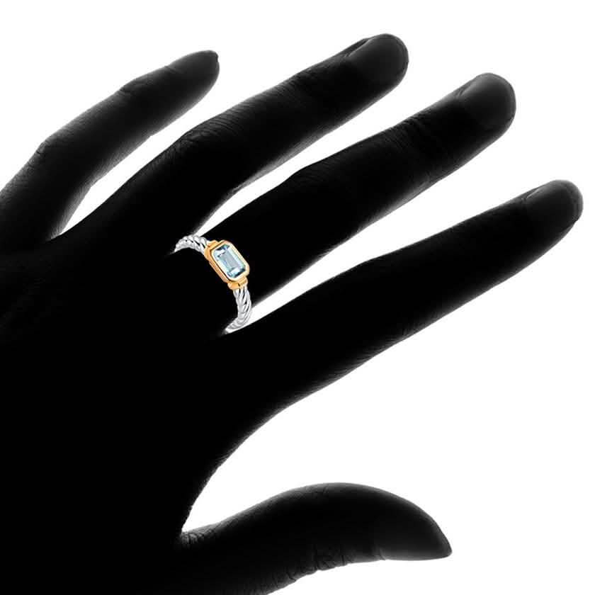 Genuine Sky-Blue Topaz Rope Detail Ring by Gembassy Rings - DailySale