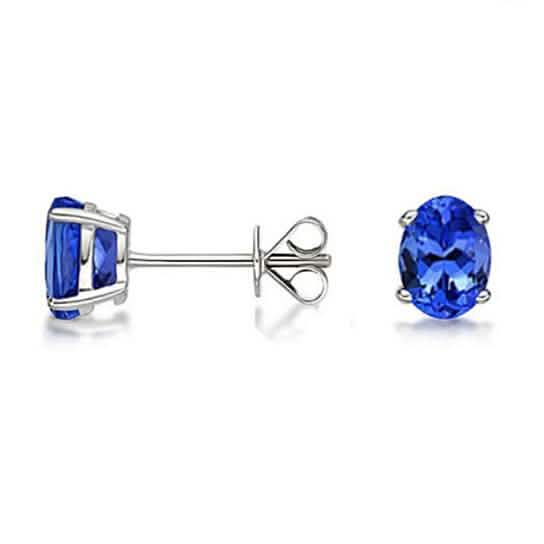 Genuine Tanzanite Oval Studs In Sterling Silver Jewelry - DailySale