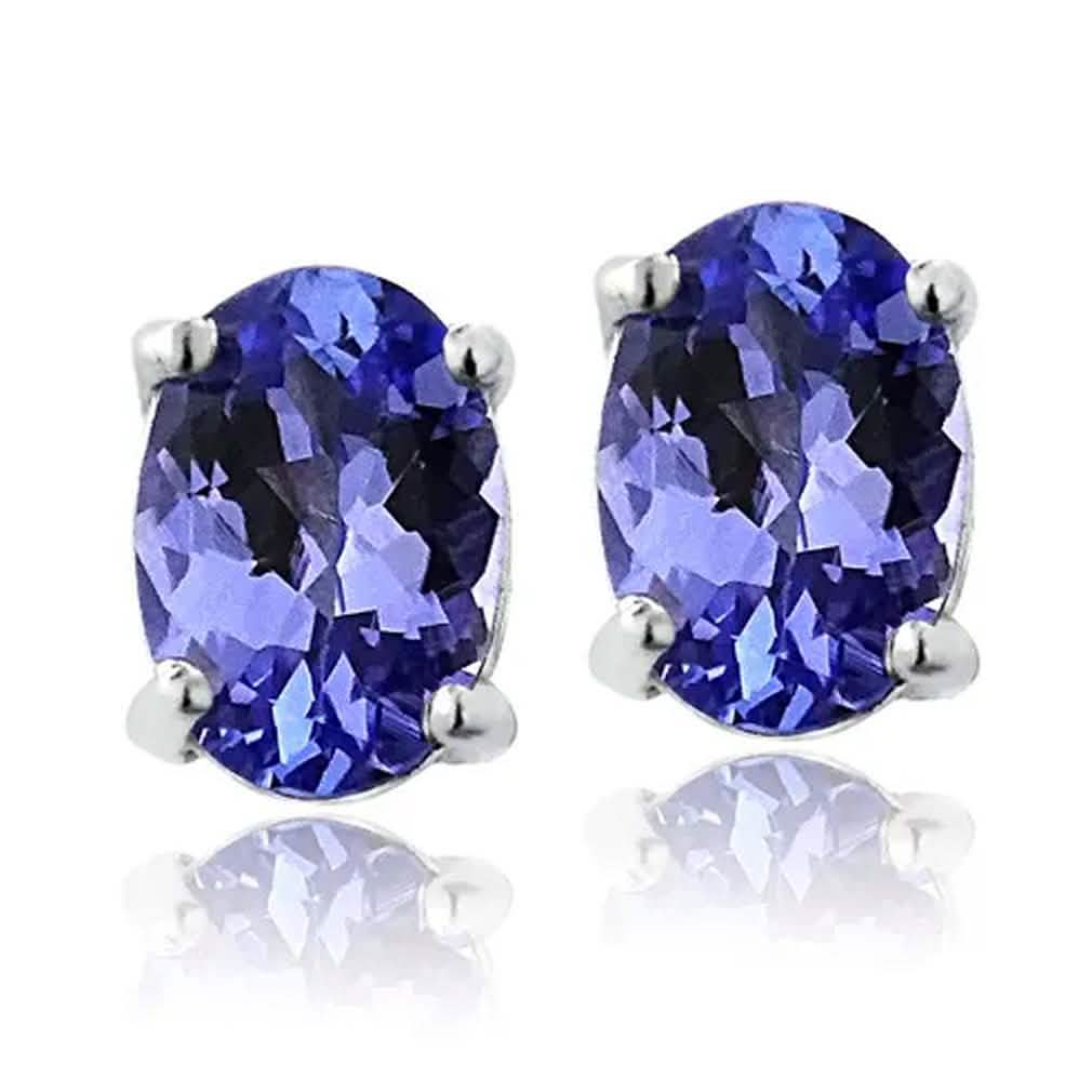Genuine Tanzanite Round or Oval Shaped Studs Jewelry Oval - DailySale