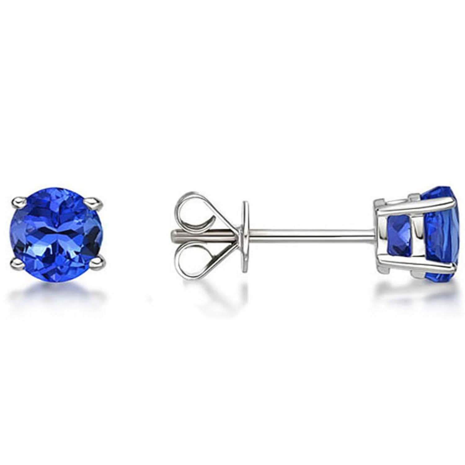 Genuine Tanzanite Round Sterling Silver Studs Jewelry - DailySale
