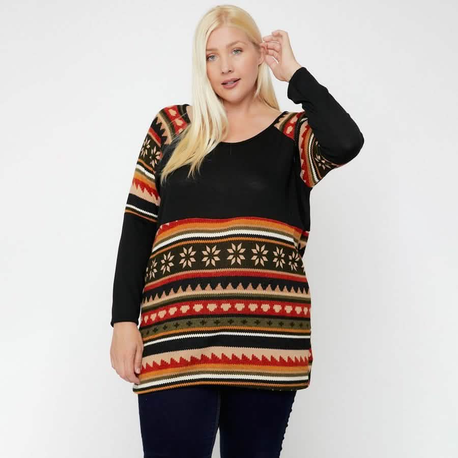 Geometric Print-Contrast Tunic Women's Dresses - DailySale