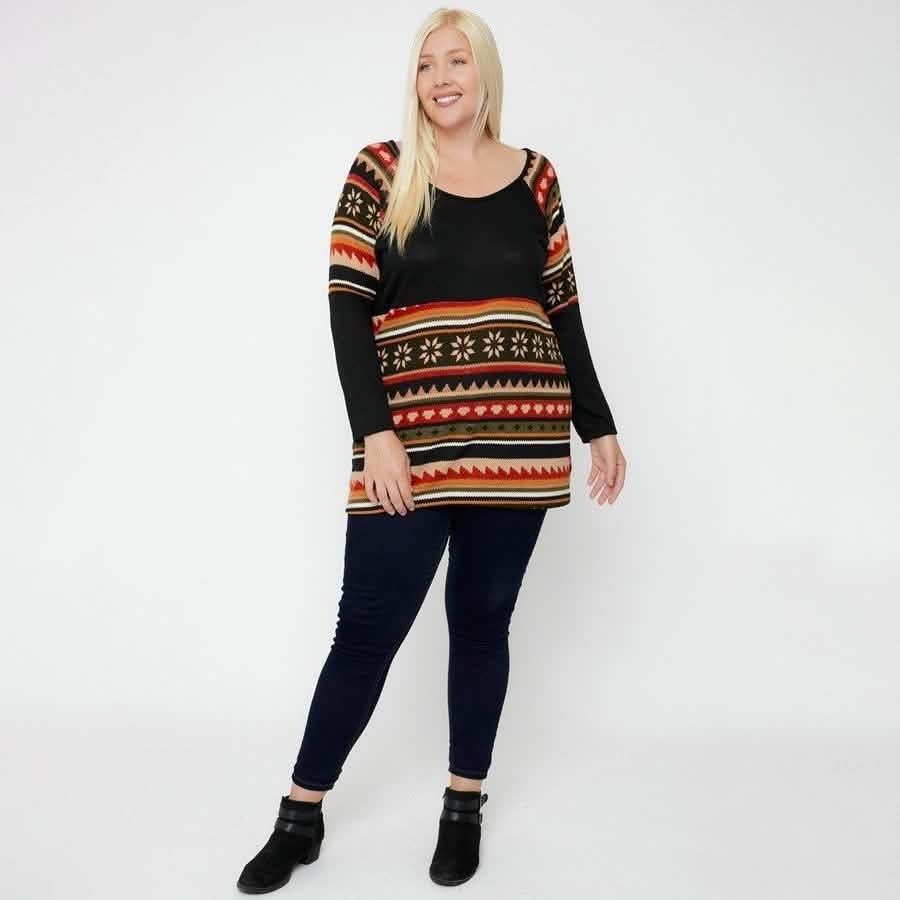 Geometric Print-Contrast Tunic Women's Dresses - DailySale