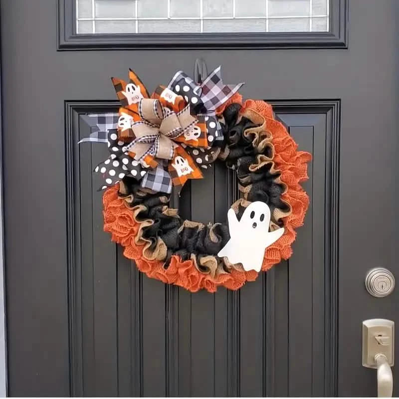 Ghost Halloween Wreath Front Door Décor Holiday Decor & Apparel - DailySale