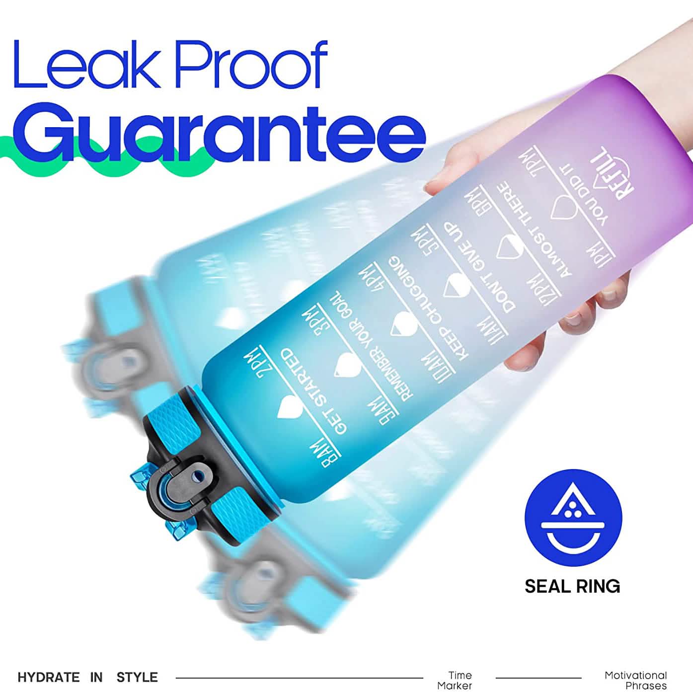 Giotto 32oz Leakproof BPA Free Drinking Water Bottle with Time Marker & Straw Sports & Outdoors - DailySale