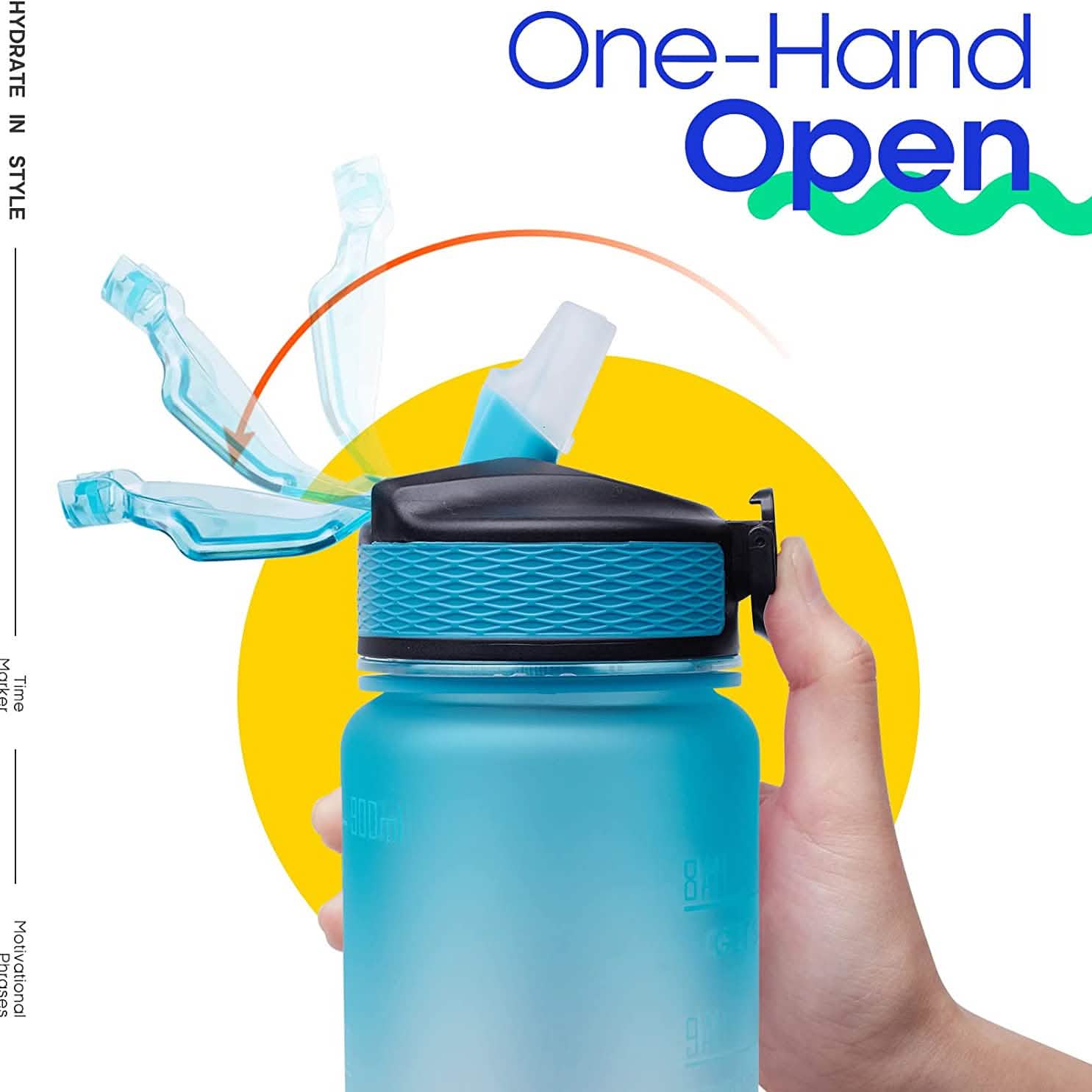 Giotto 32oz Leakproof BPA Free Drinking Water Bottle with Time Marker & Straw Sports & Outdoors - DailySale