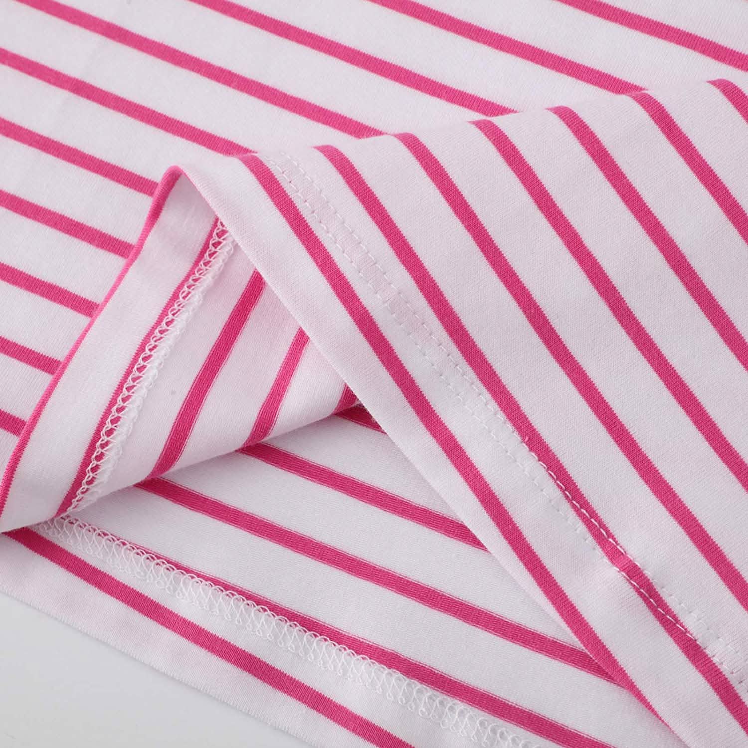 Girls Cotton Long Sleeve Casual Cartoon Appliques Striped Jersey Dress Kids' Clothing - DailySale