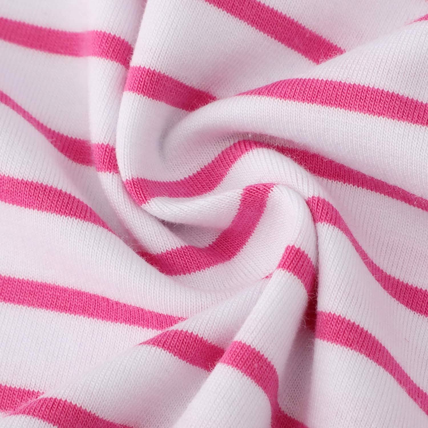 Girls Cotton Long Sleeve Casual Cartoon Appliques Striped Jersey Dress Kids' Clothing - DailySale