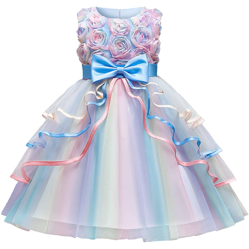 Girl's Rainbow Tulle Lace Dress