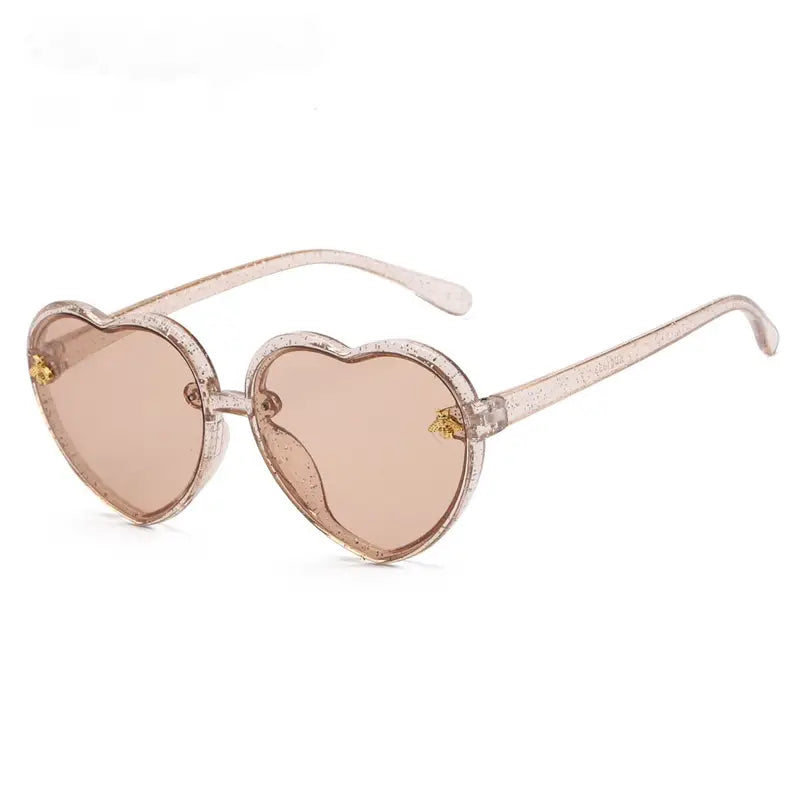 Girls Sunglasses UV Protection Heart Shaped Little Bee Decor Sunshade Glasses Women's Shoes & Accessories Tea Frame Tea Lens - DailySale