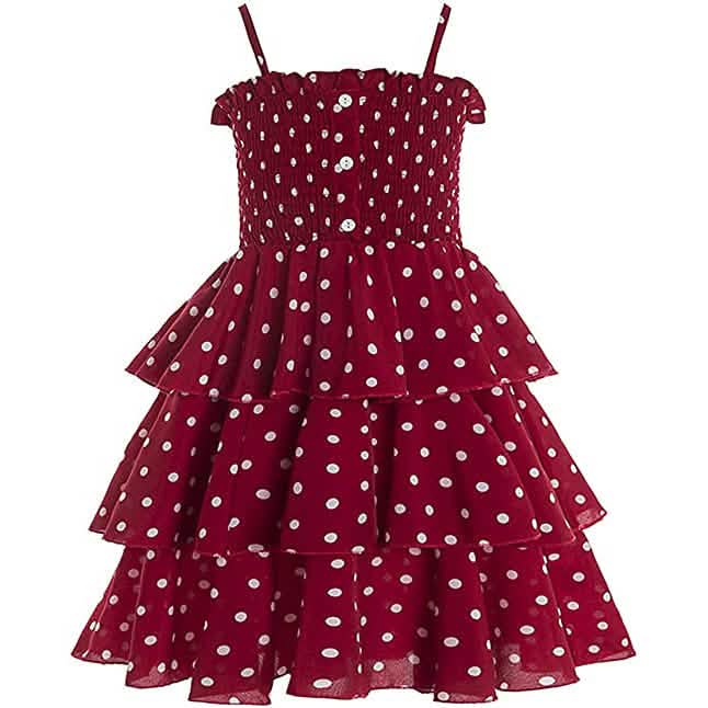 Girl's Wedding Lace Sleeveless Dress Kids' Clothing Red 2-3 T - DailySale